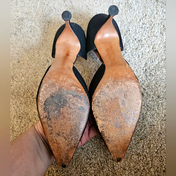 1960s Vintage DeSalle Originals Styled by 57th Chicago Black Suede Heels D'Orsay - Picture 7 of 7